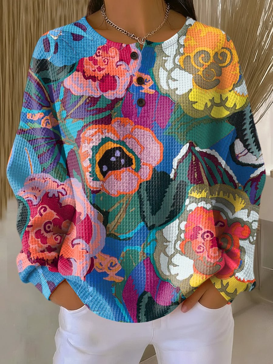 Aida | Sweater with Large Colorful Flowers - Rosalie and Grace