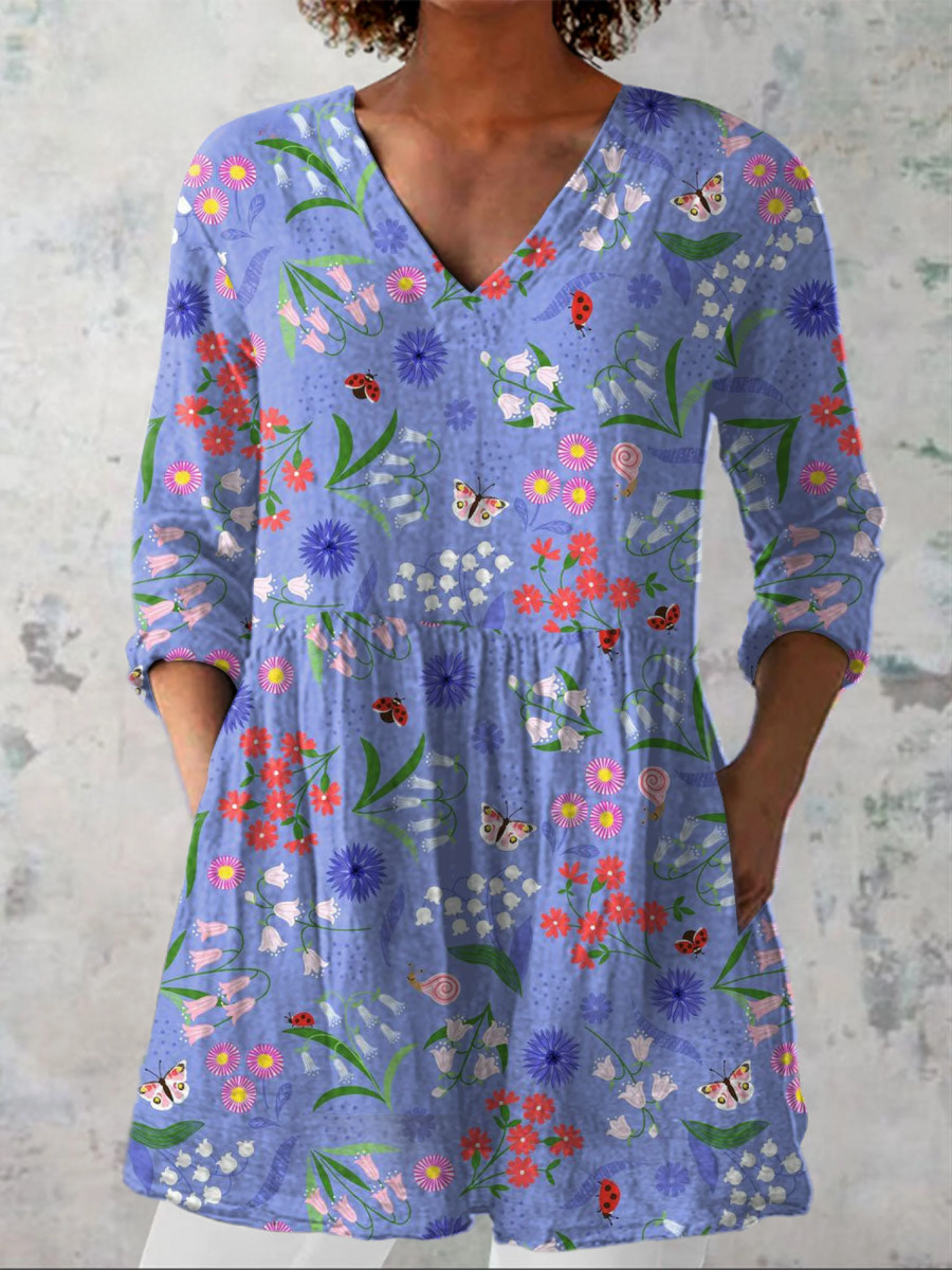 Aline | Long Blouse with V-Neck - Rosalie and Grace
