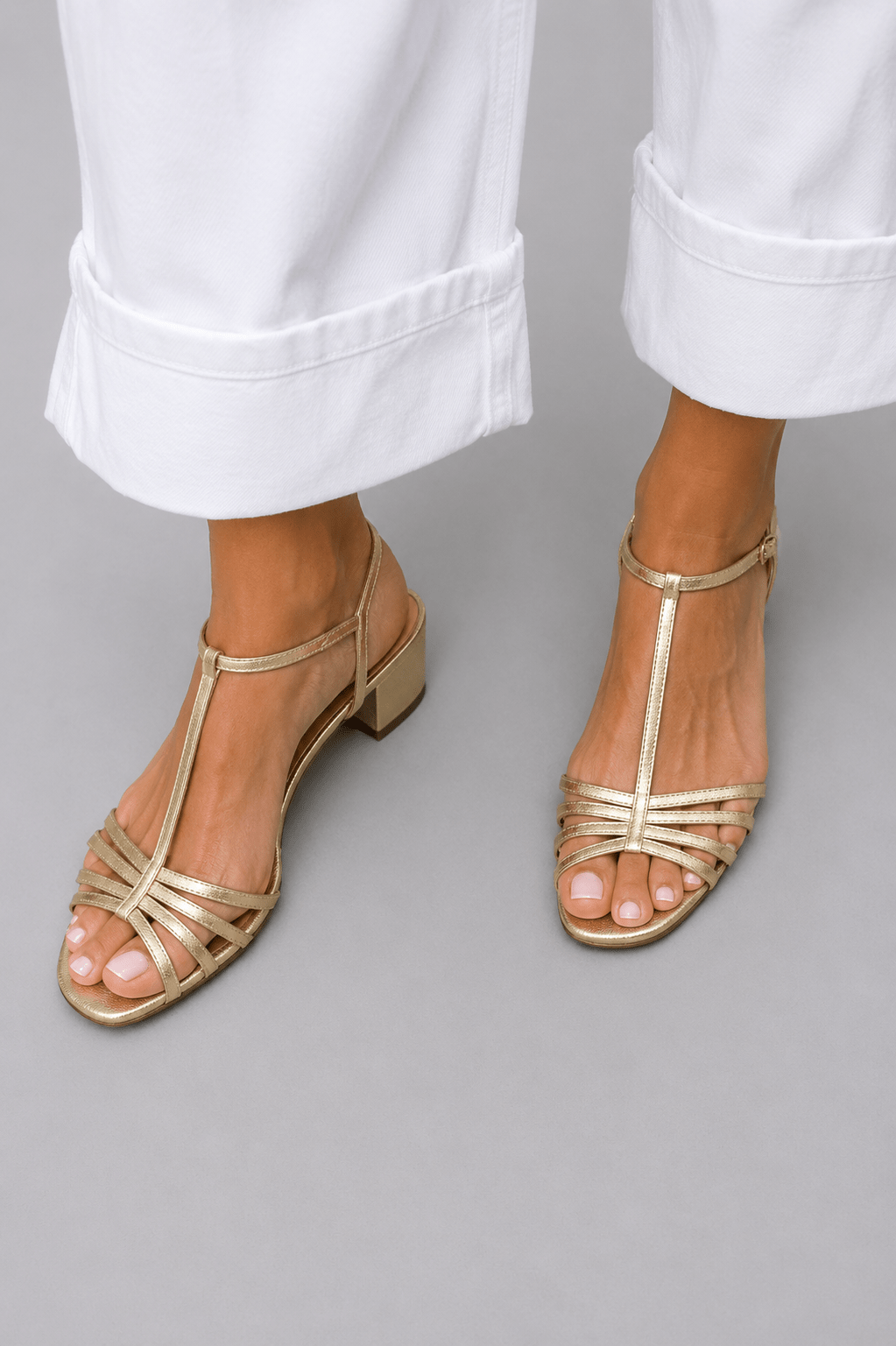 Allegra Golden Strappy Sandals - Rosalie and Grace