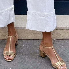Allegra Golden Strappy Sandals - Rosalie and Grace