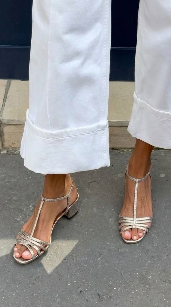 Allegra Golden Strappy Sandals - Rosalie and Grace