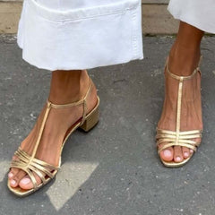 Allegra Golden Strappy Sandals - Rosalie and Grace