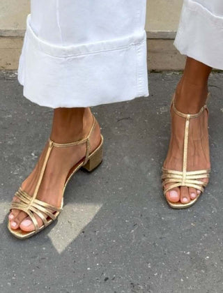 Allegra Golden Strappy Sandals - Rosalie and Grace