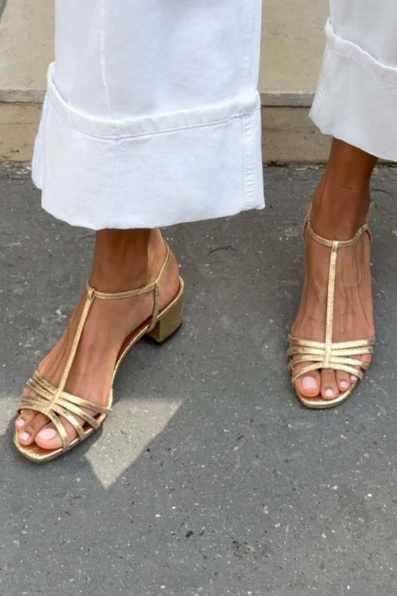 Allegra Golden Strappy Sandals - Rosalie and Grace