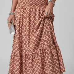 Amira™ | Cross Halter Geometric Print Cutout Midi Dress - Rosalie and Grace