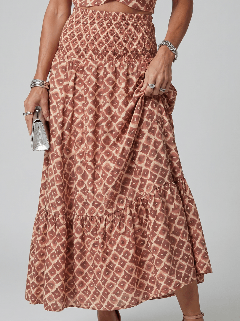 Amira™ | Cross Halter Geometric Print Cutout Midi Dress - Rosalie and Grace