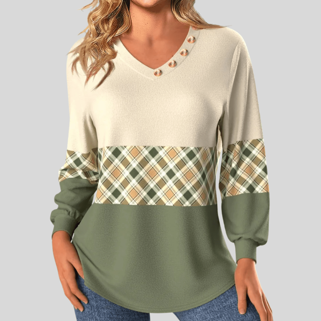 Annelie | Sweater with Checked Detail - Rosalie and Grace