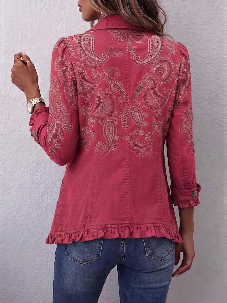 Anouk™ | Vintage Paisley Print Ruffled Jacket - Rosalie and Grace
