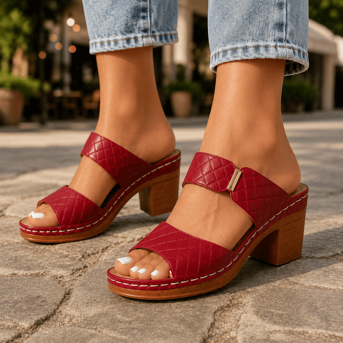Antonella - Leather Quilted Heels - Rosalie and Grace