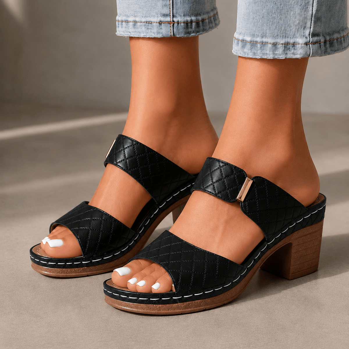 Antonella - Leather Quilted Heels - Rosalie and Grace