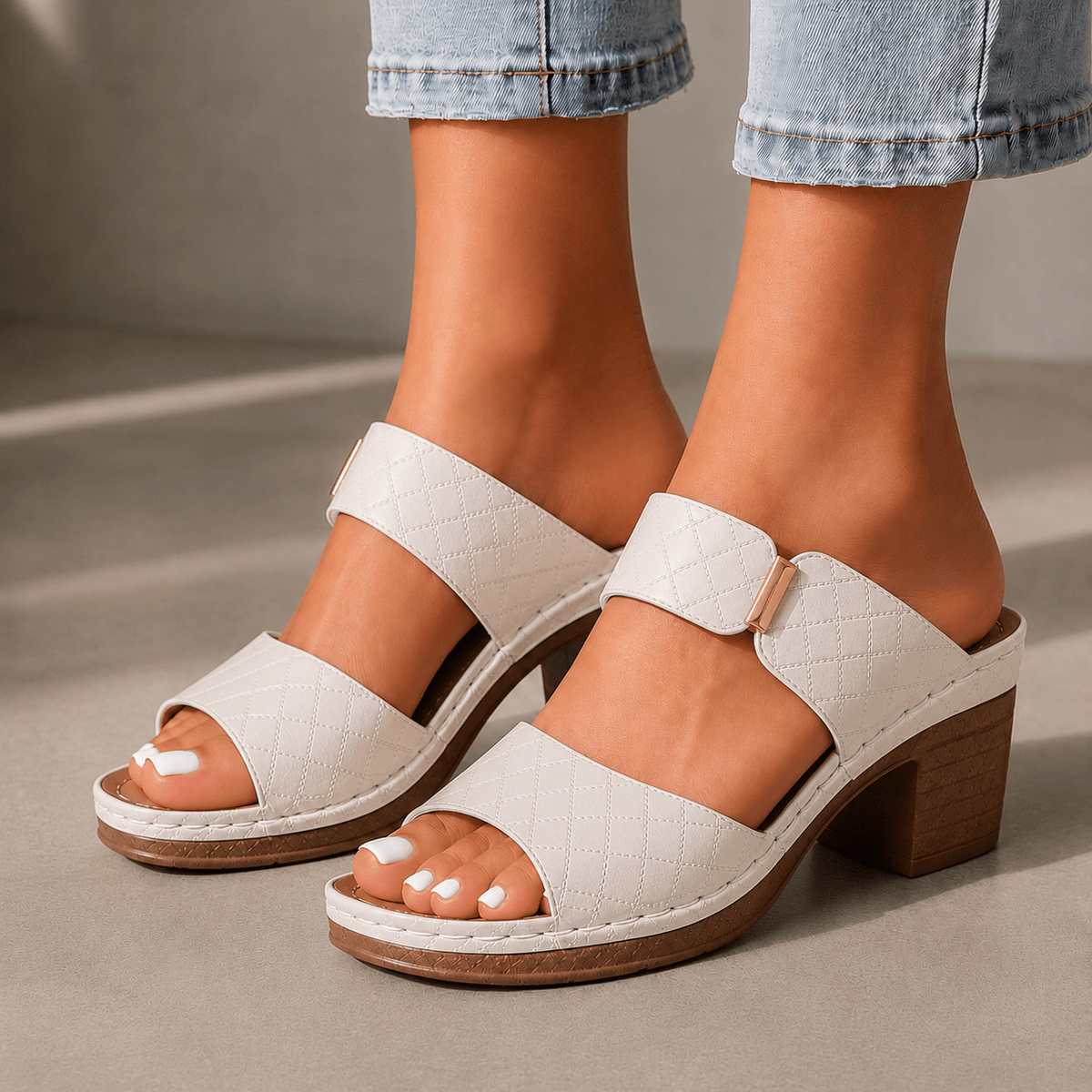 Antonella - Leather Quilted Heels - Rosalie and Grace