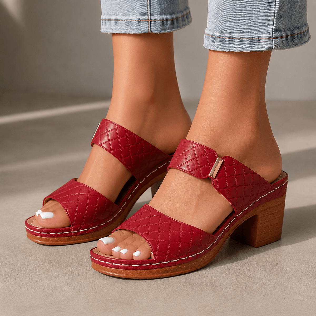 Antonella - Leather Quilted Heels - Rosalie and Grace