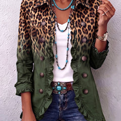 April™ | Leopard Ombre Ruffle Blazer Jacket - Rosalie and Grace