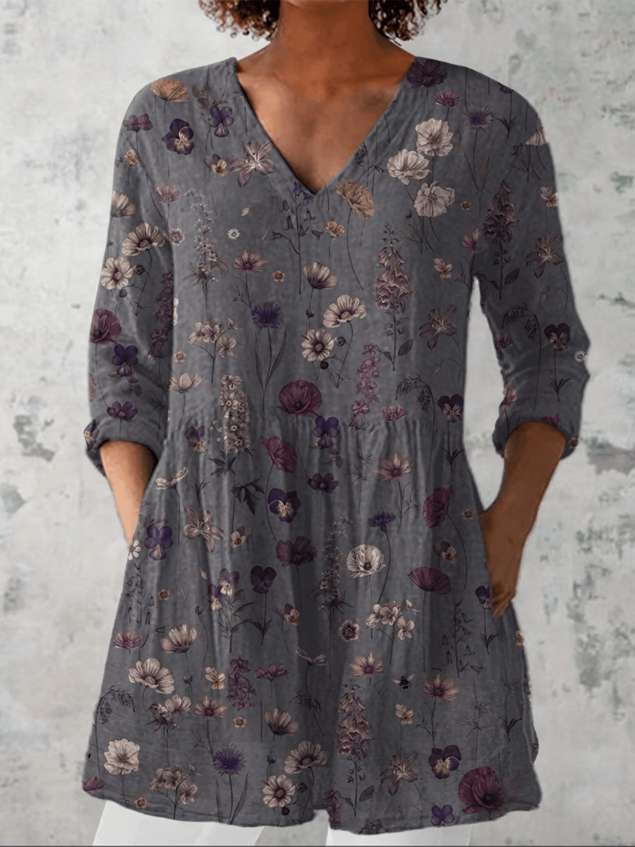 Audrey | Long Sleeve Blouse with V-Neck - Rosalie and Grace