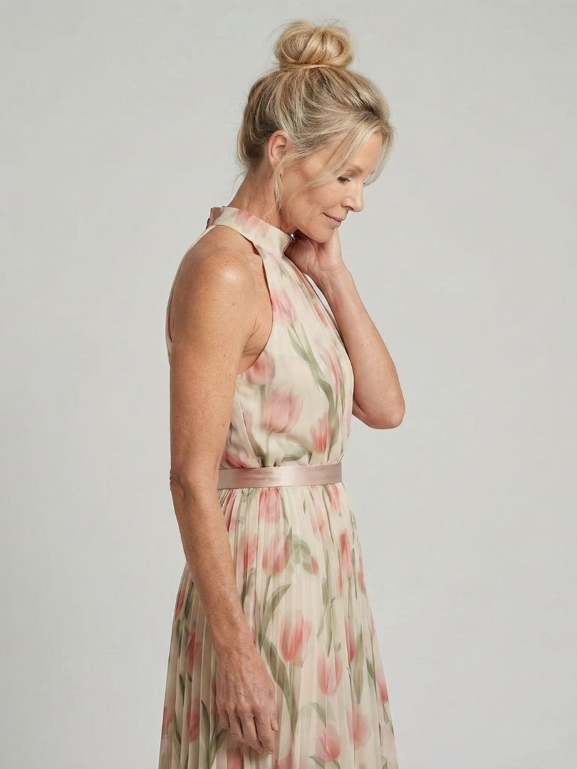 Aurelle™ | Halter Neck Floral Midi Dress - Rosalie and Grace