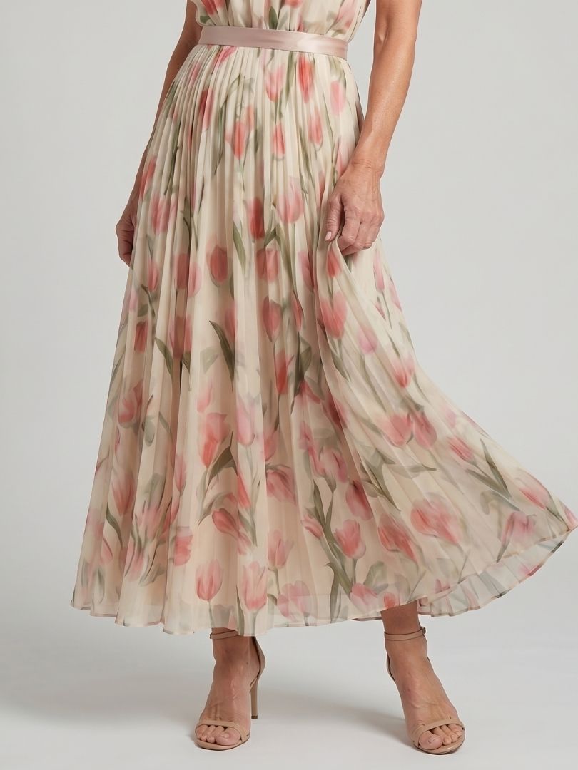 Aurelle™ | Halter Neck Floral Midi Dress - Rosalie and Grace