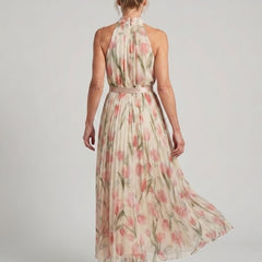 Aurelle™ | Halter Neck Floral Midi Dress - Rosalie and Grace