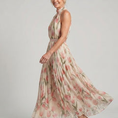 Aurelle™ | Halter Neck Floral Midi Dress - Rosalie and Grace