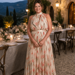Aurelle™ | Halter Neck Floral Midi Dress - Rosalie and Grace