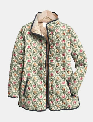 Aveline | Vintage Floral Art Print Quilted Jacket - Rosalie and Grace