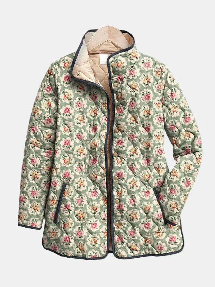 Aveline | Vintage Floral Art Print Quilted Jacket - Rosalie and Grace