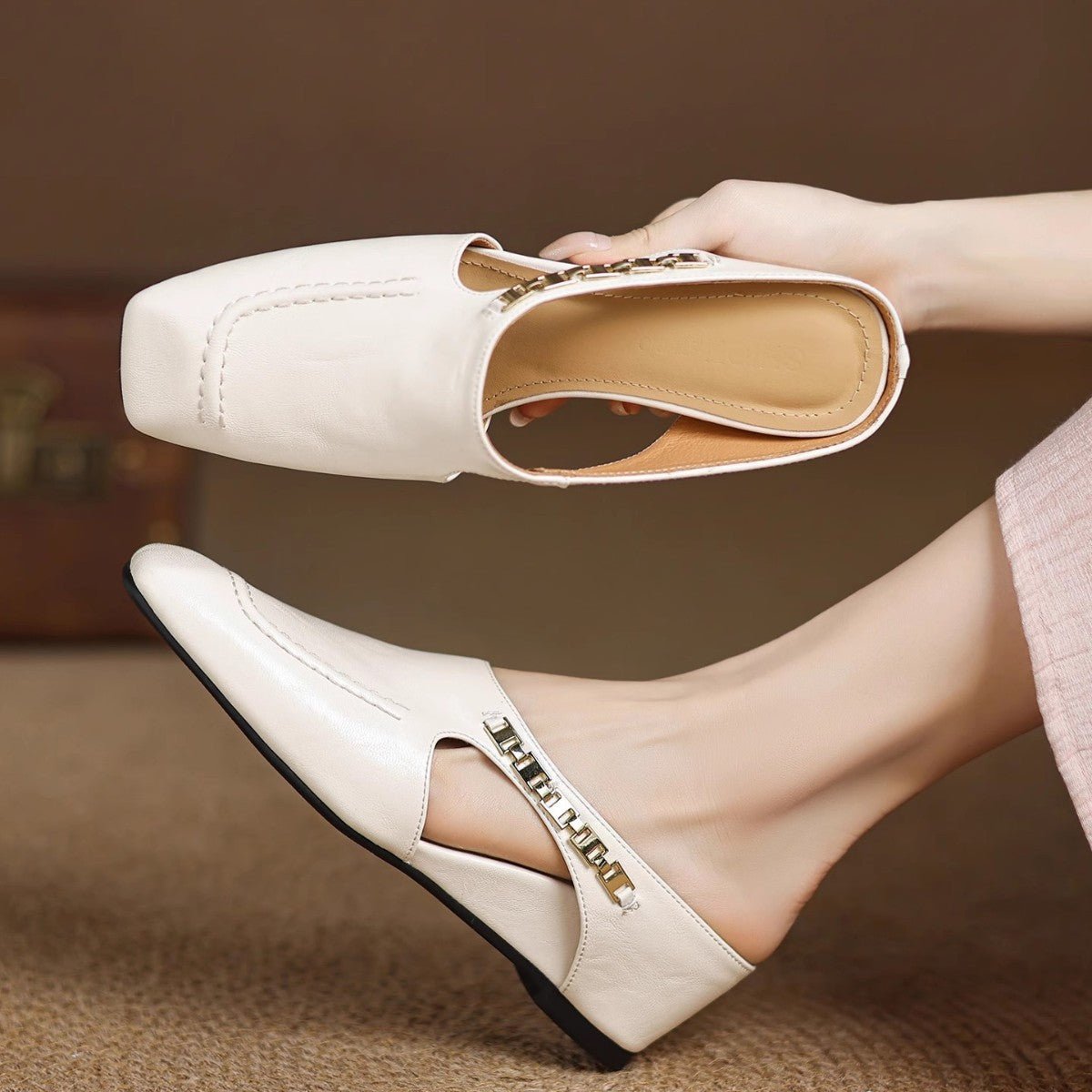 Avella Leather Mules - Rosalie and Grace