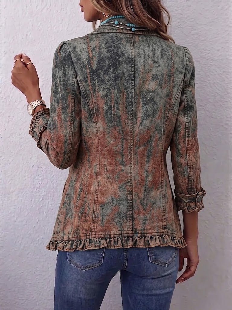 Bristow™ | Vintage Gradient Textured Print Ruffle Jacket - Rosalie and Grace