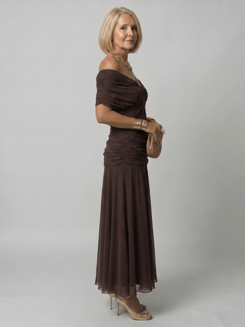 Calen™ | Off Shoulder Flow Midi Dress - Rosalie and Grace
