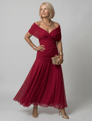 Calen™ | Off Shoulder Flow Midi Dress - Rosalie and Grace