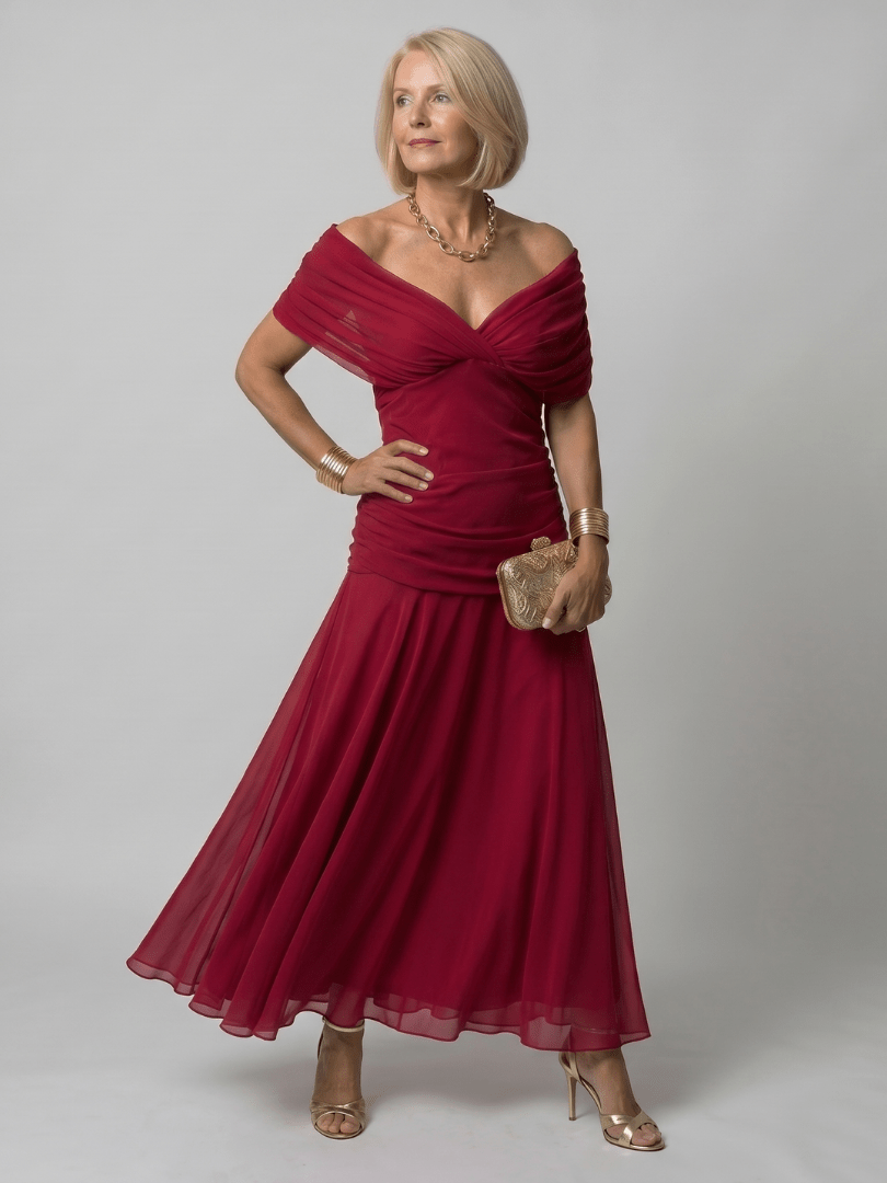 Calen™ | Off Shoulder Flow Midi Dress - Rosalie and Grace