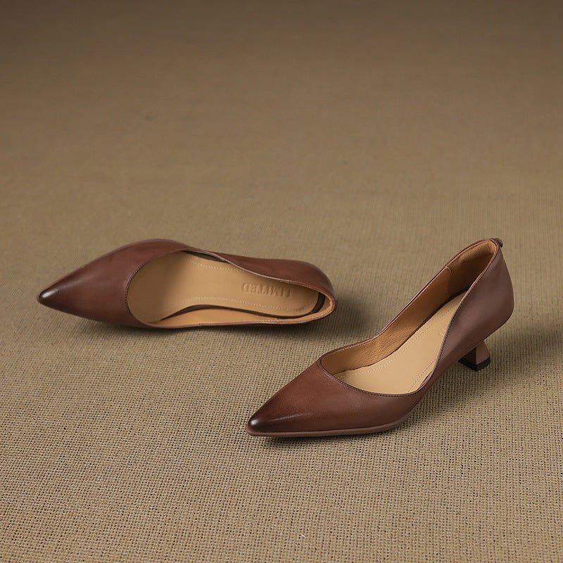 Calenne Leather Kitten Heels - Rosalie and Grace