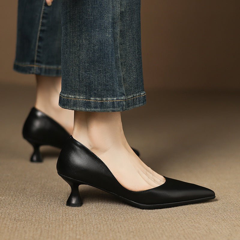 Calenne Leather Kitten Heels - Rosalie and Grace