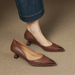 Calenne Leather Kitten Heels - Rosalie and Grace