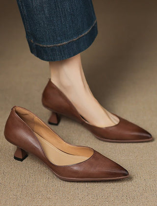 Calenne Leather Kitten Heels - Rosalie and Grace