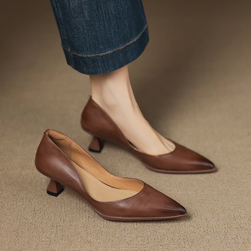 Calenne Leather Kitten Heels - Rosalie and Grace