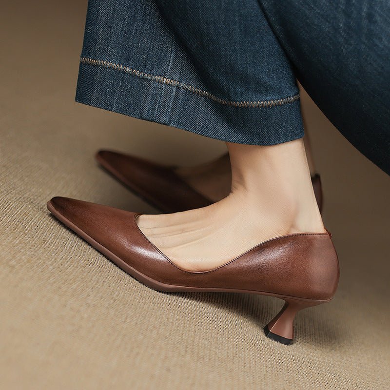 Calenne Leather Kitten Heels - Rosalie and Grace