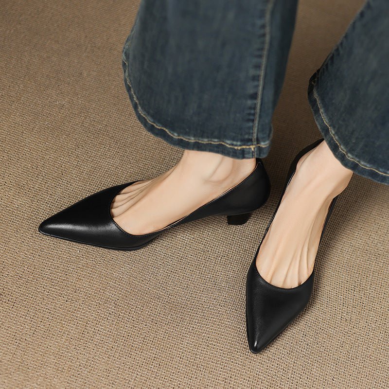 Calenne Leather Kitten Heels - Rosalie and Grace
