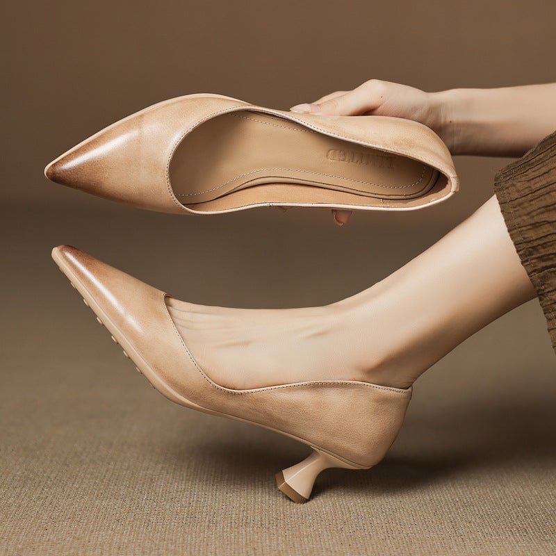 Calenne Leather Kitten Heels - Rosalie and Grace
