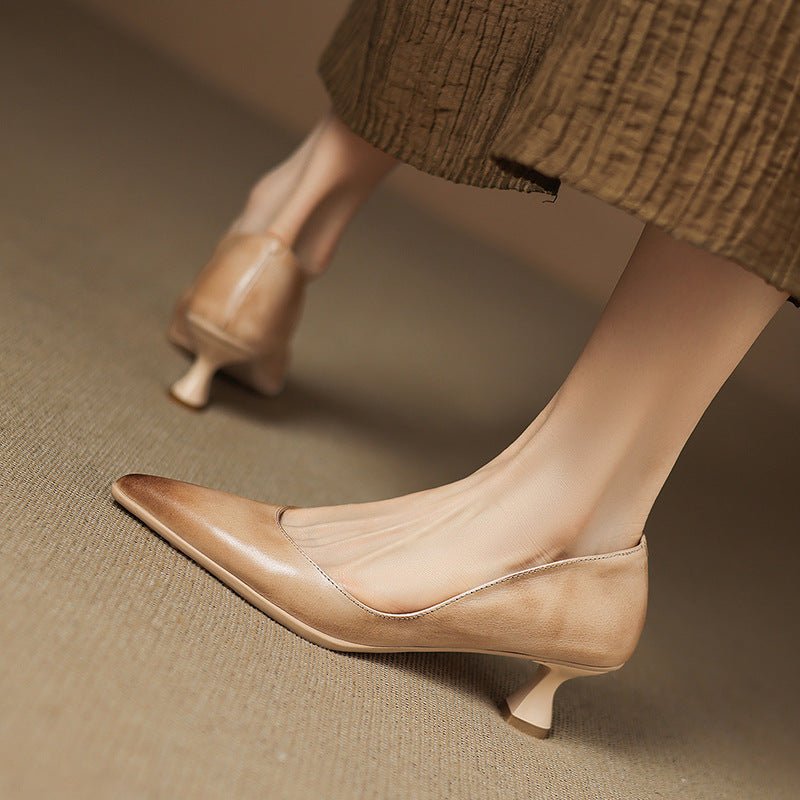 Calenne Leather Kitten Heels - Rosalie and Grace
