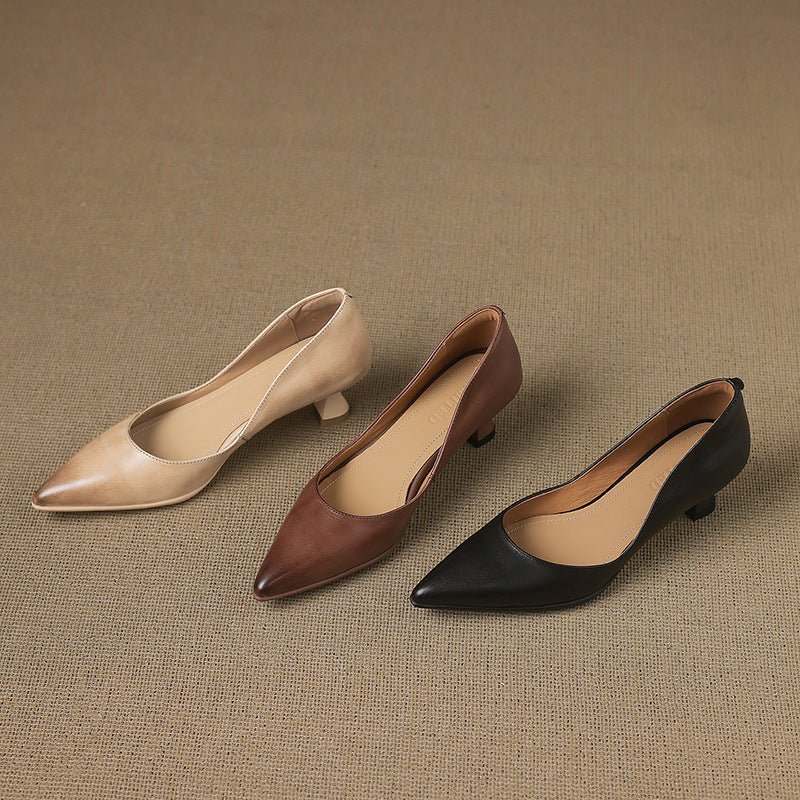 Calenne Leather Kitten Heels - Rosalie and Grace