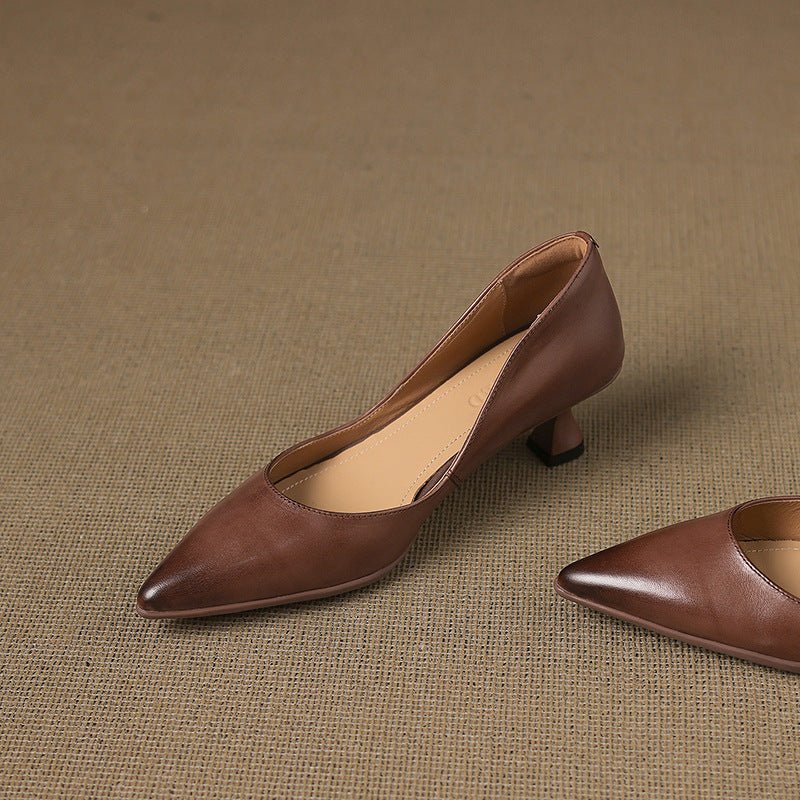 Calenne Leather Kitten Heels - Rosalie and Grace