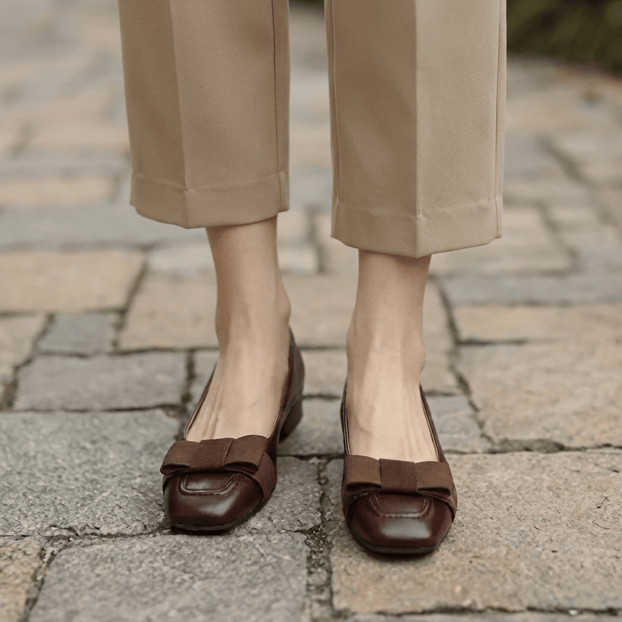 Camille Bow Leather Flats - Rosalie and Grace