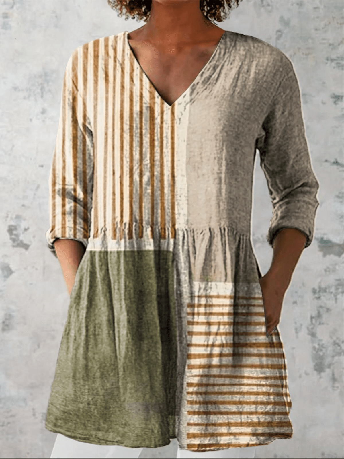 Camille | Long Blouse with V-Neck - Rosalie and Grace