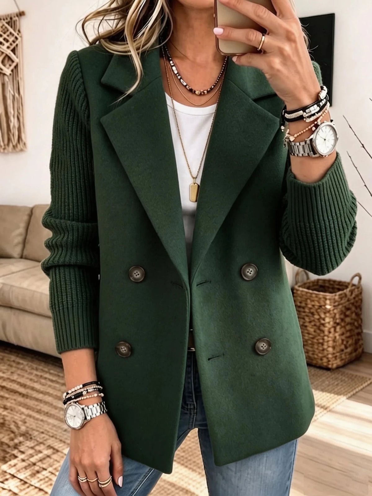 Carla™ Elegant Cozy Knit Sleeve Blazer - Rosalie and Grace