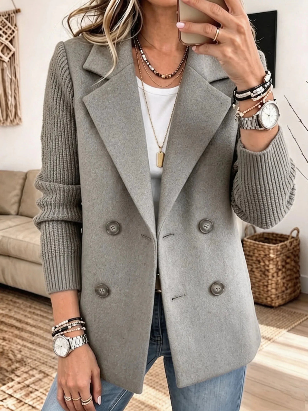 Carla™ Elegant Cozy Knit Sleeve Blazer - Rosalie and Grace