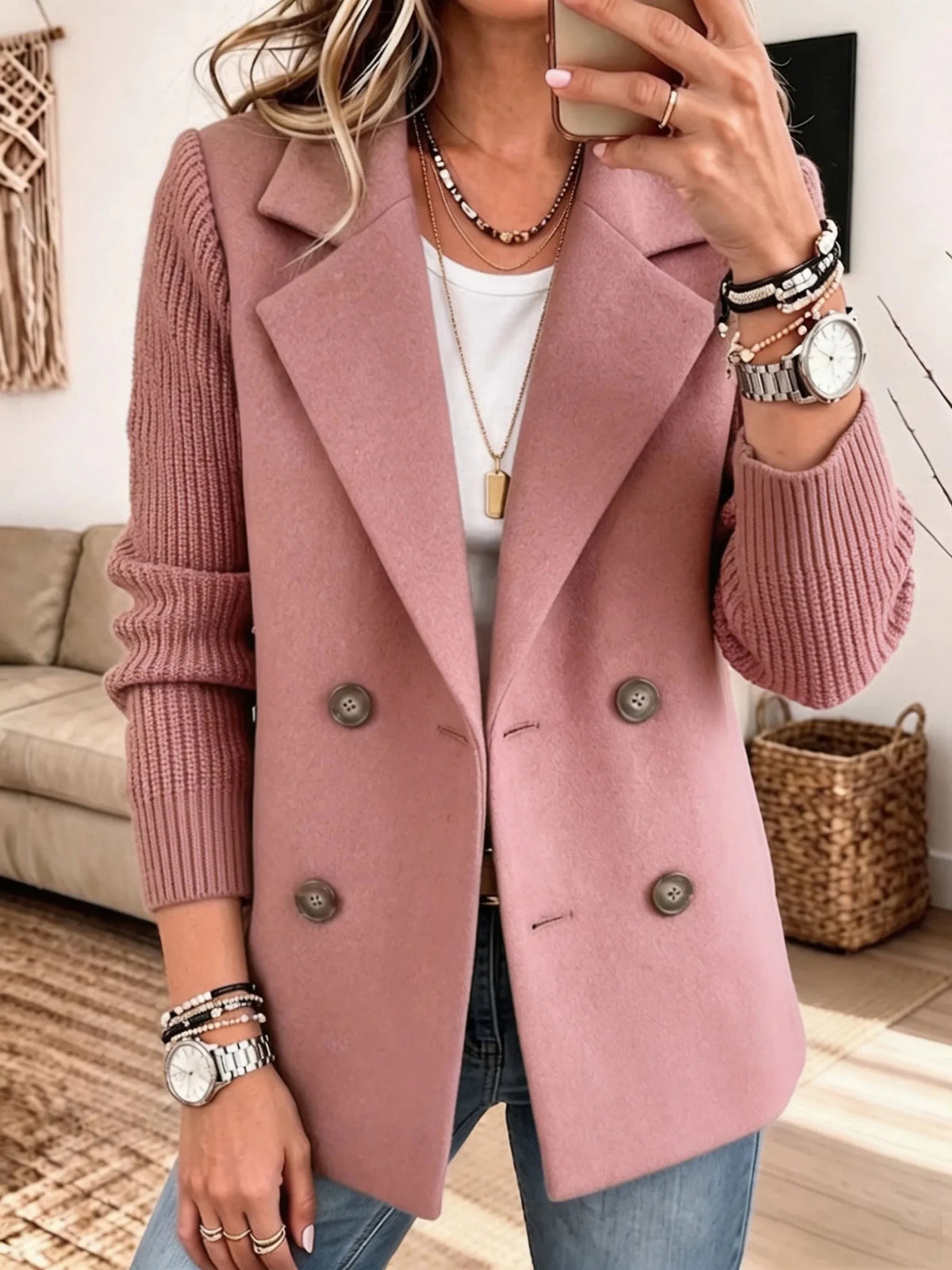 Carla™ Elegant Cozy Knit Sleeve Blazer - Rosalie and Grace