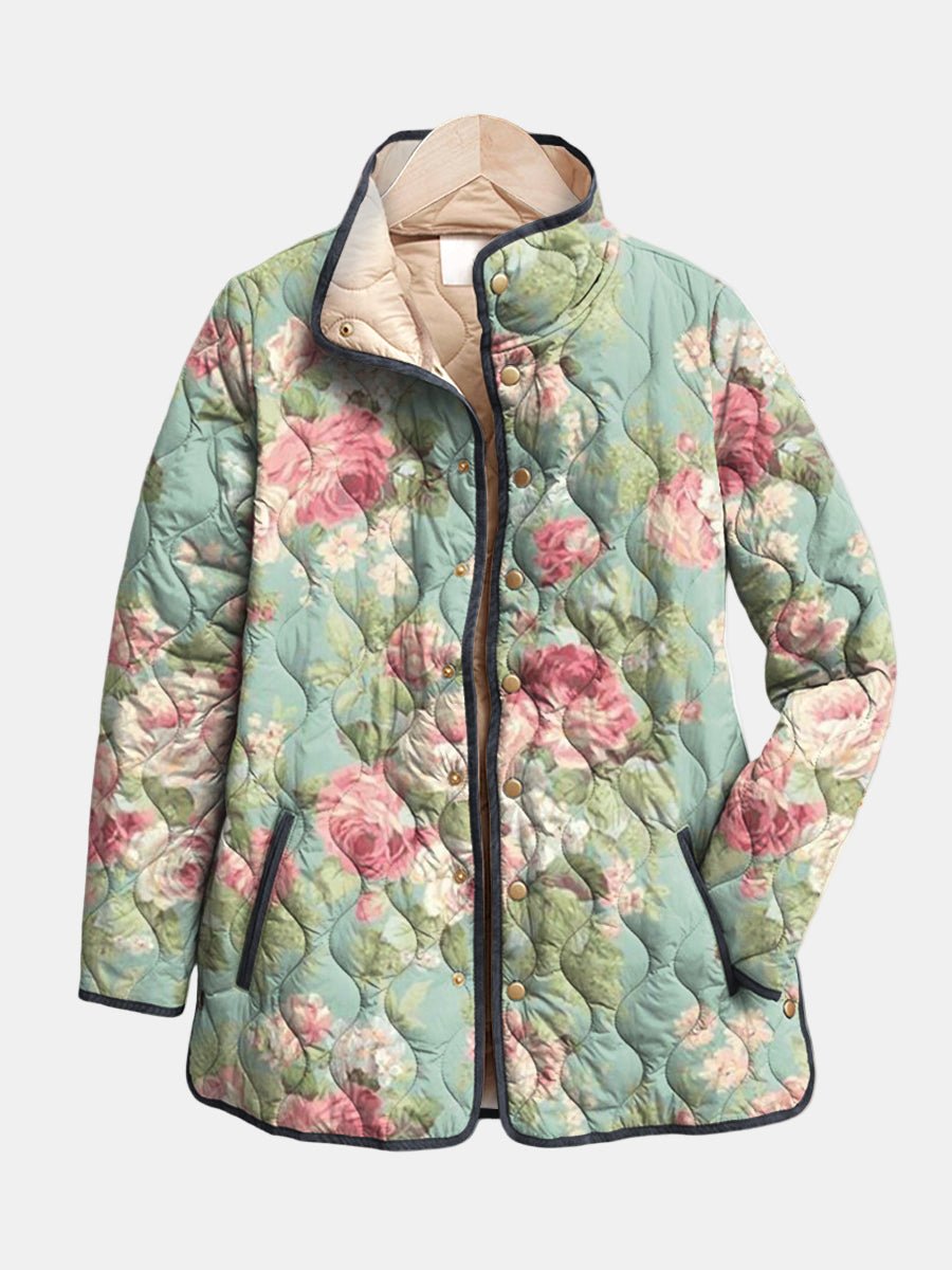 Carys | Retro Floral Patterned Quilted Jacket - Rosalie and Grace