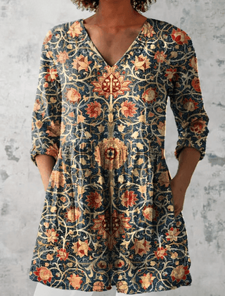 Celine | Long Blouse with V-Neck - Rosalie and Grace