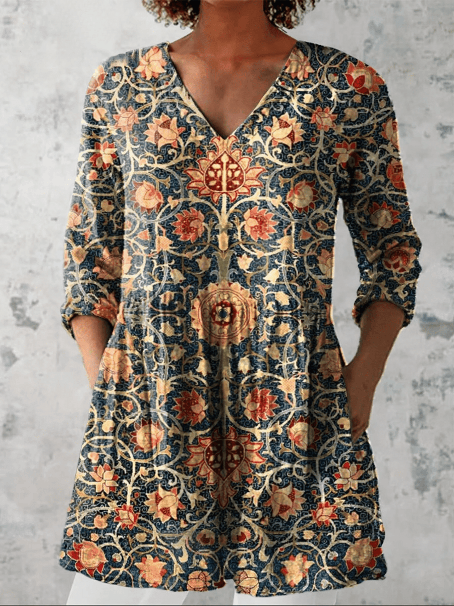 Celine | Long Blouse with V-Neck - Rosalie and Grace