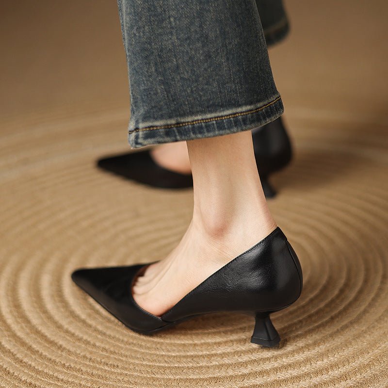 Ceyra Leather Kitten Heels - Rosalie and Grace